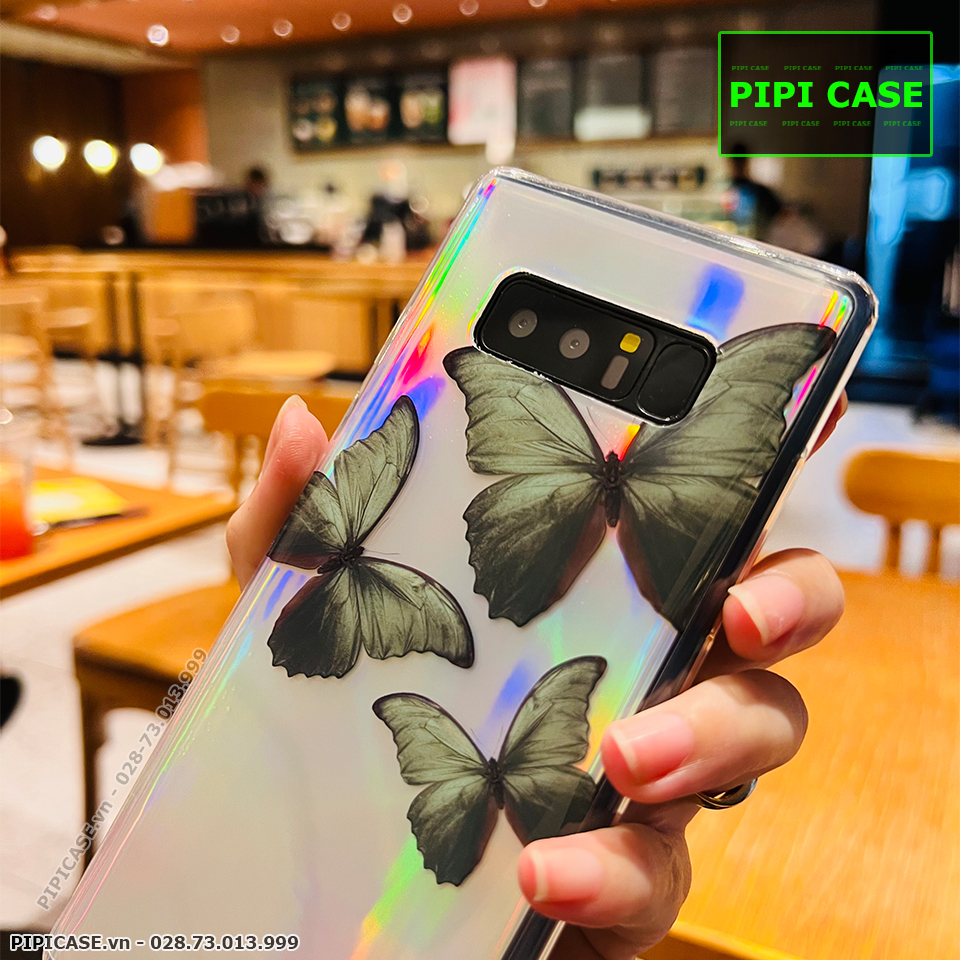 Ốp Lưng Samsung Note 8 - Butterfly 3 - Xanh Lá