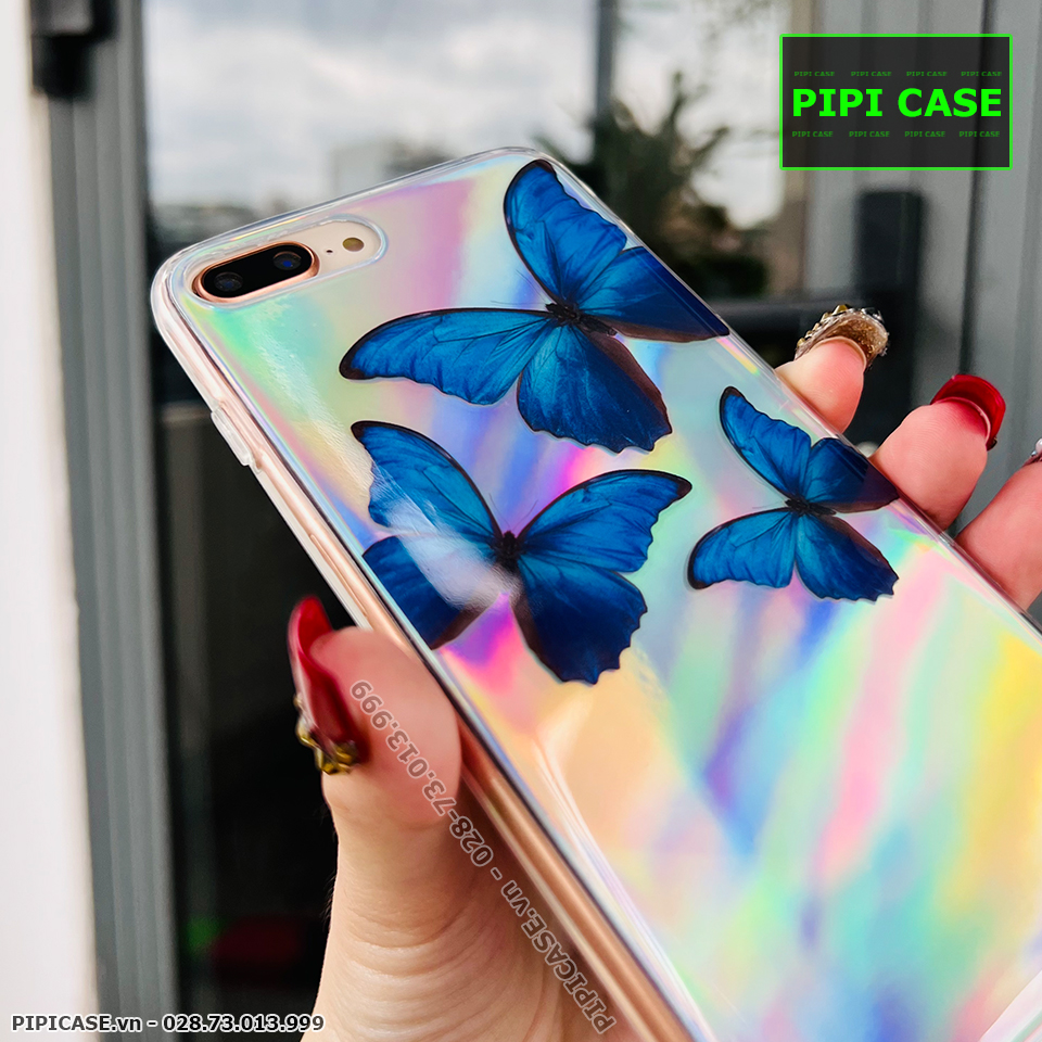 Ốp Lưng iPhone 8 Plus - Butterfly 3 - Xanh Dương