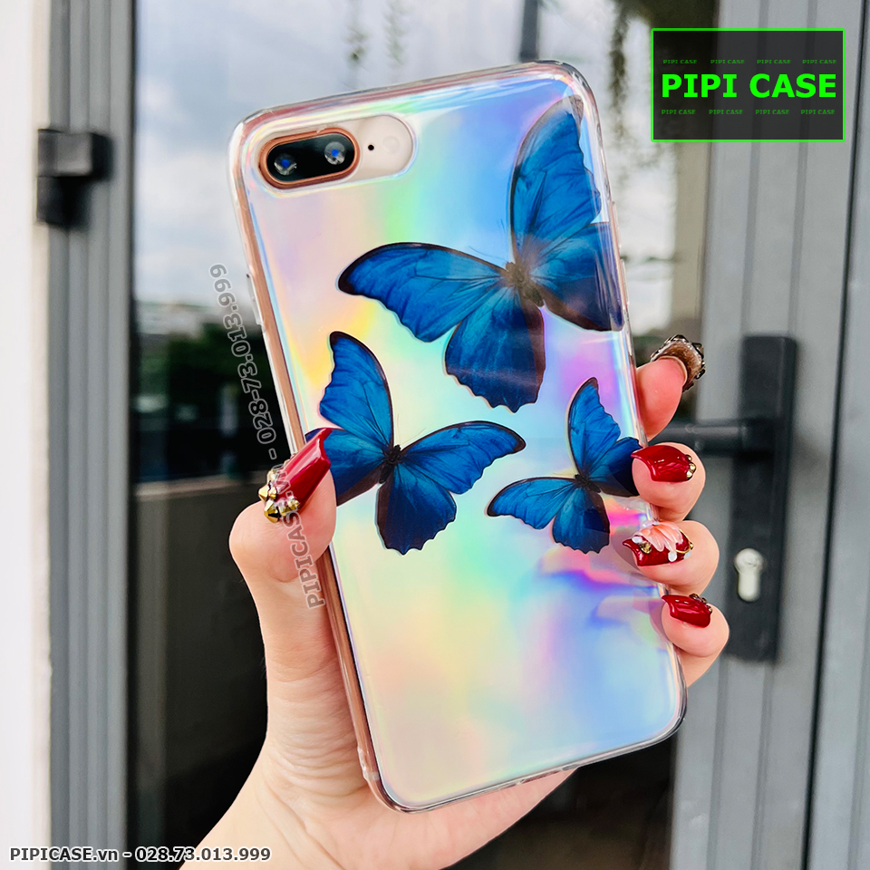 Ốp Lưng iPhone 8 Plus - Butterfly 3 - Xanh Dương