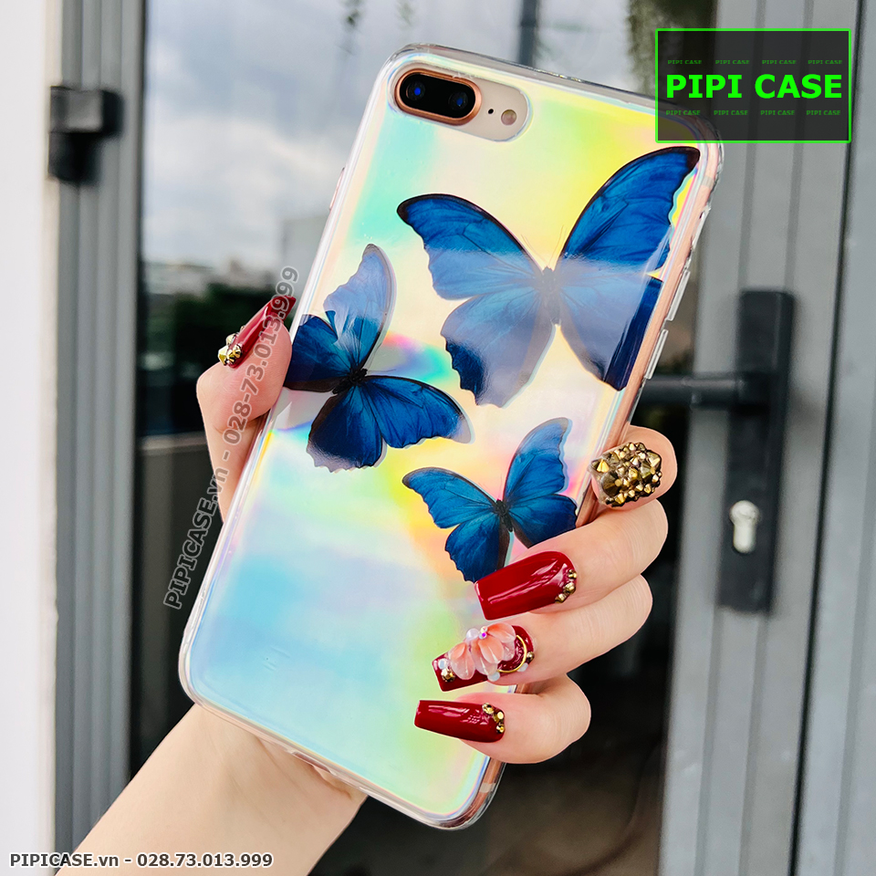 Ốp Lưng iPhone 8 Plus - Butterfly 3 - Xanh Dương