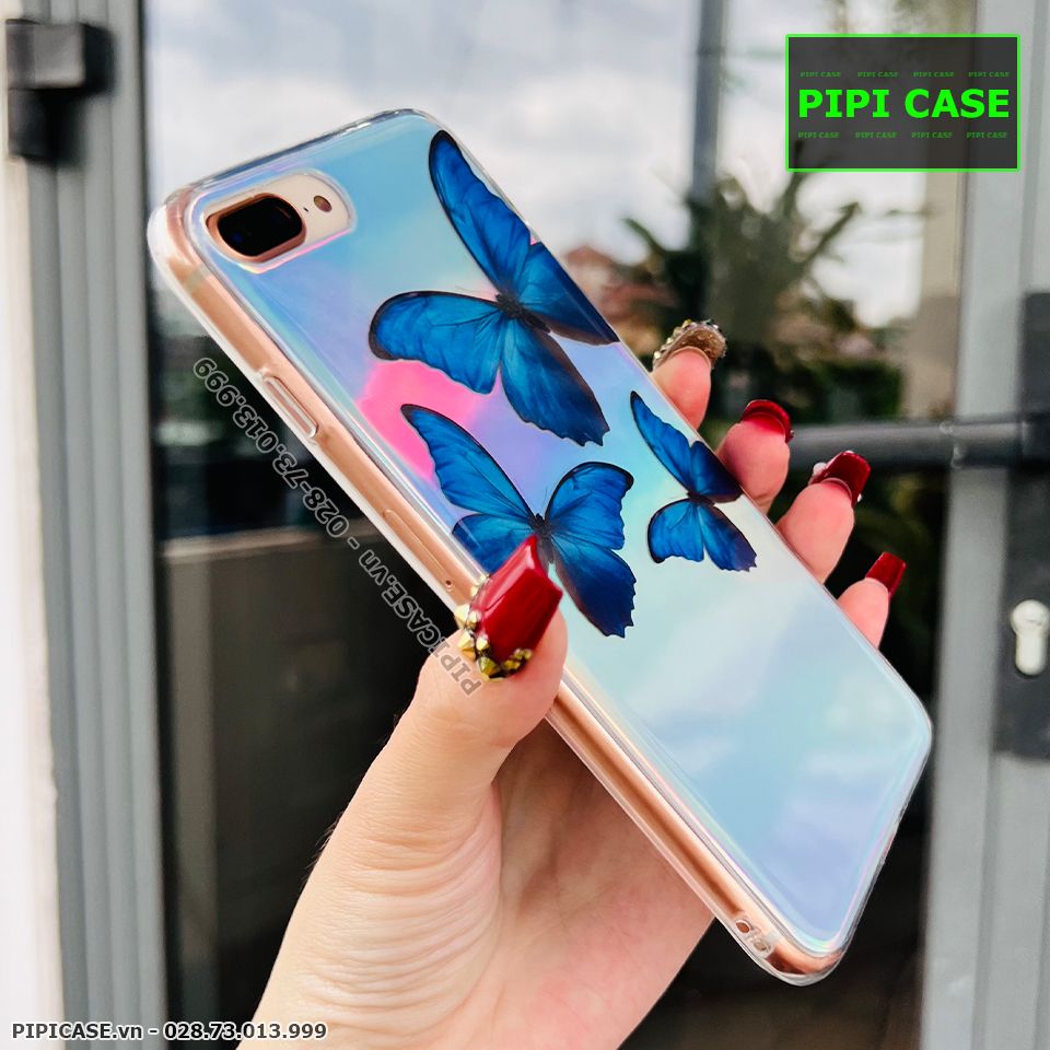Ốp Lưng iPhone 8 Plus - Butterfly 3 - Xanh Dương