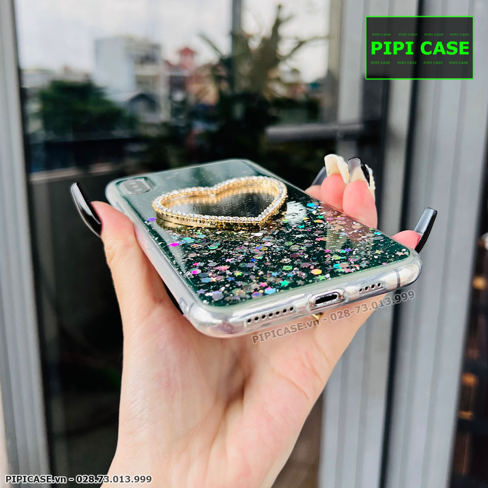 Ốp Lưng iPhone X / XS - Gương Tim - Xanh Lá