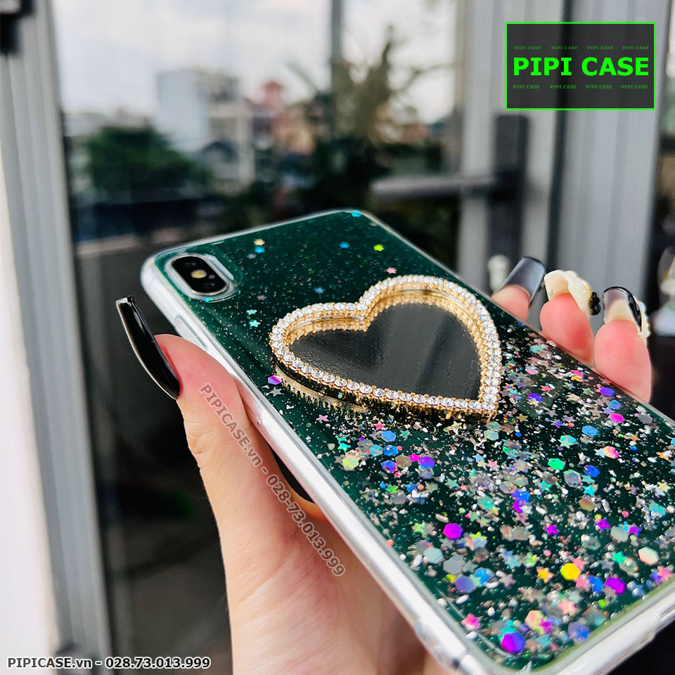 Ốp Lưng iPhone X / XS - Gương Tim - Xanh Lá