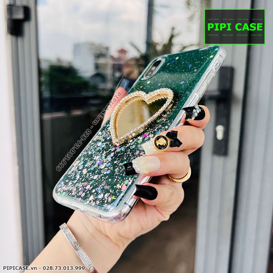 Ốp Lưng iPhone X / XS - Gương Tim - Xanh Lá