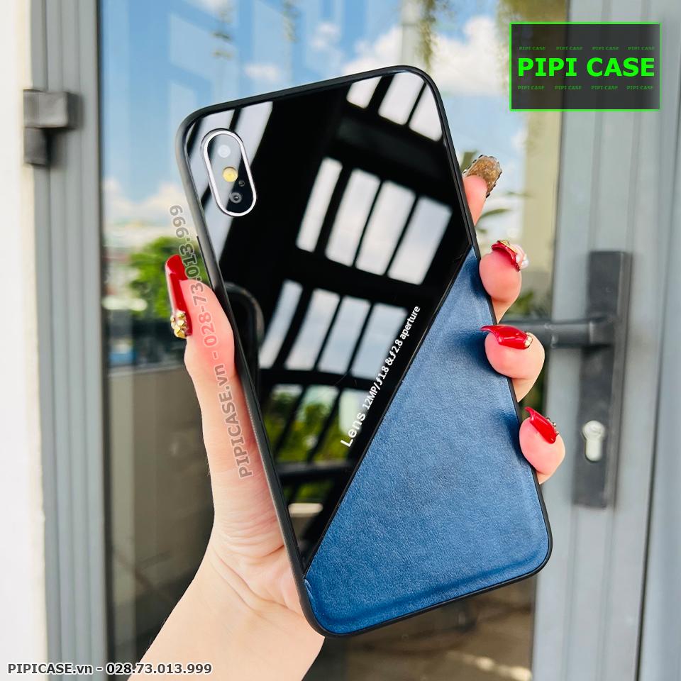 Ốp Lưng iPhone XS Max - Lens Da - Xanh Dương