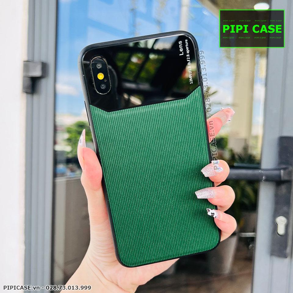 Ốp Lưng iPhone X / XS - Lens Sọc - Xanh Rêu