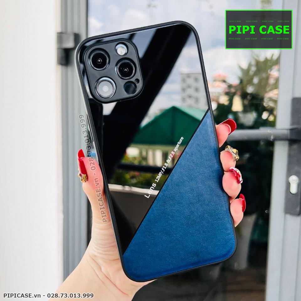 Ốp Lưng iPhone 12 Pro Max - Lens Da - Xanh Dương