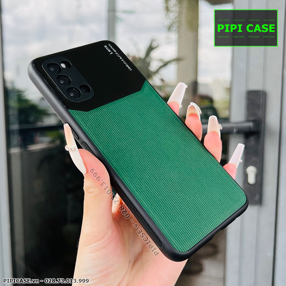 Ốp Lưng Oppo Reno 4 - Lens Sọc - Xanh Rêu