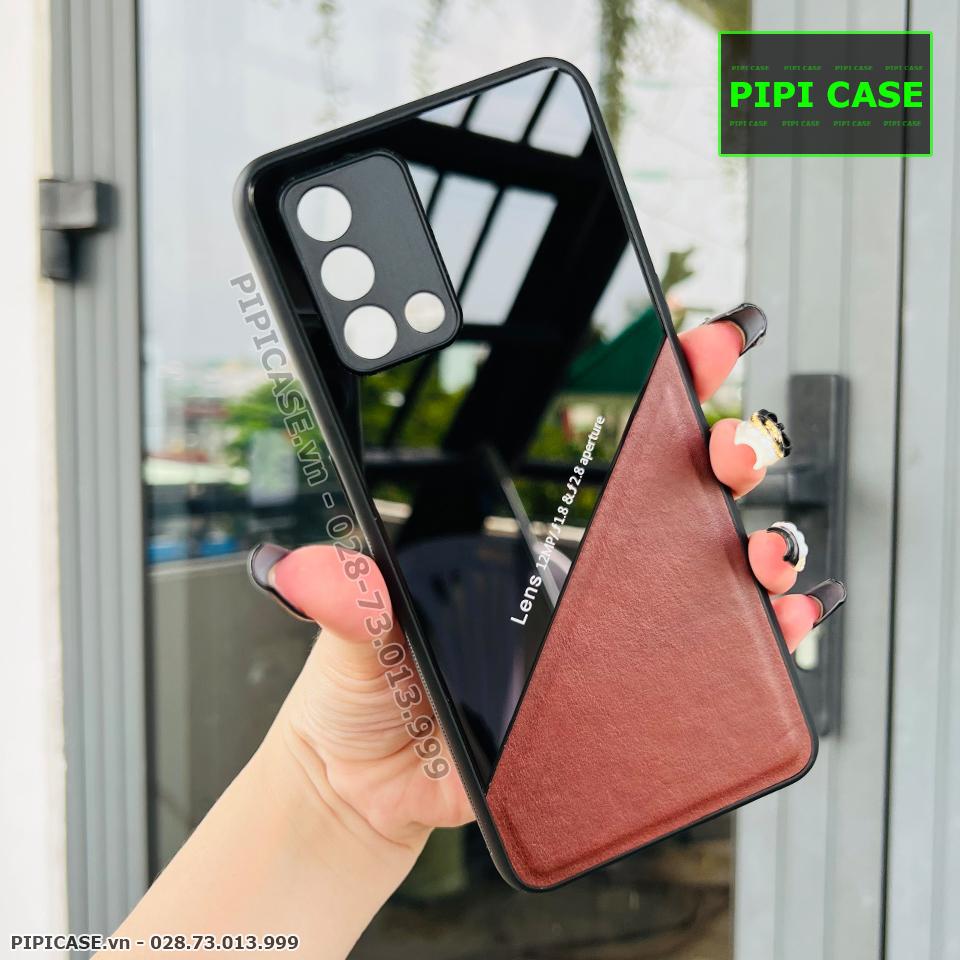 Ốp Lưng Oppo A74 4G - Lens Da - Nâu