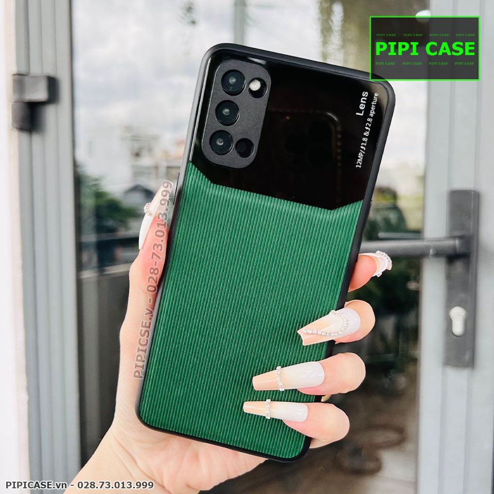 Ốp Lưng Oppo Reno 4 - Lens Sọc - Xanh Rêu