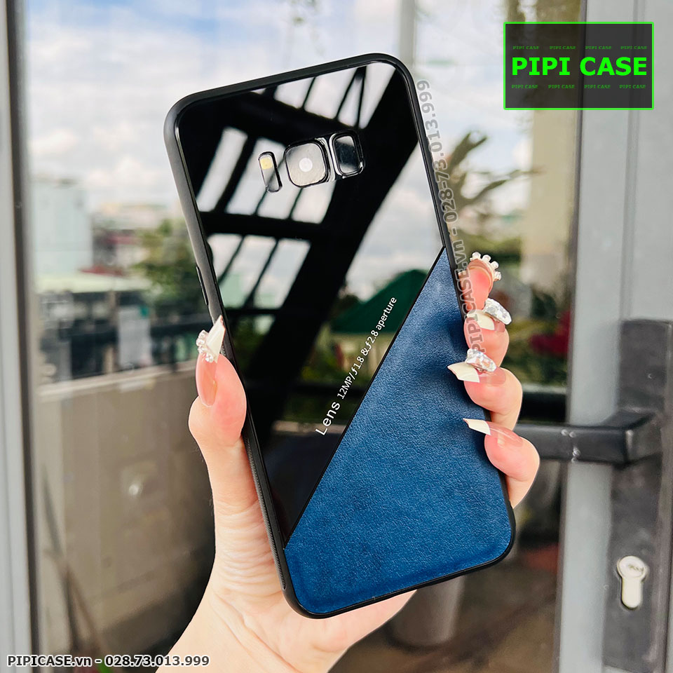 Ốp Lưng Samsung S8 Plus - Lens Da - Xanh Dương