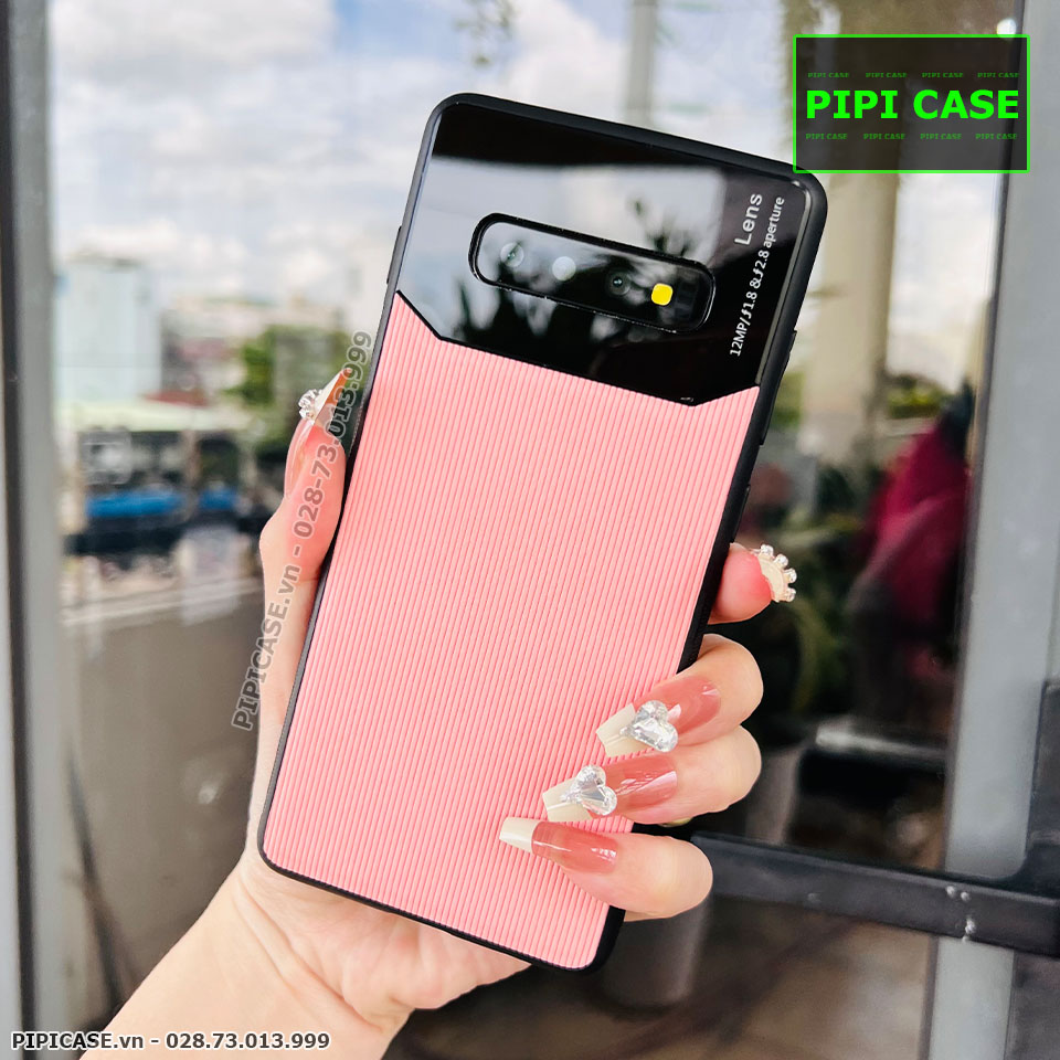 Ốp Lưng Samsung S10 Plus - Lens Sọc - Hồng