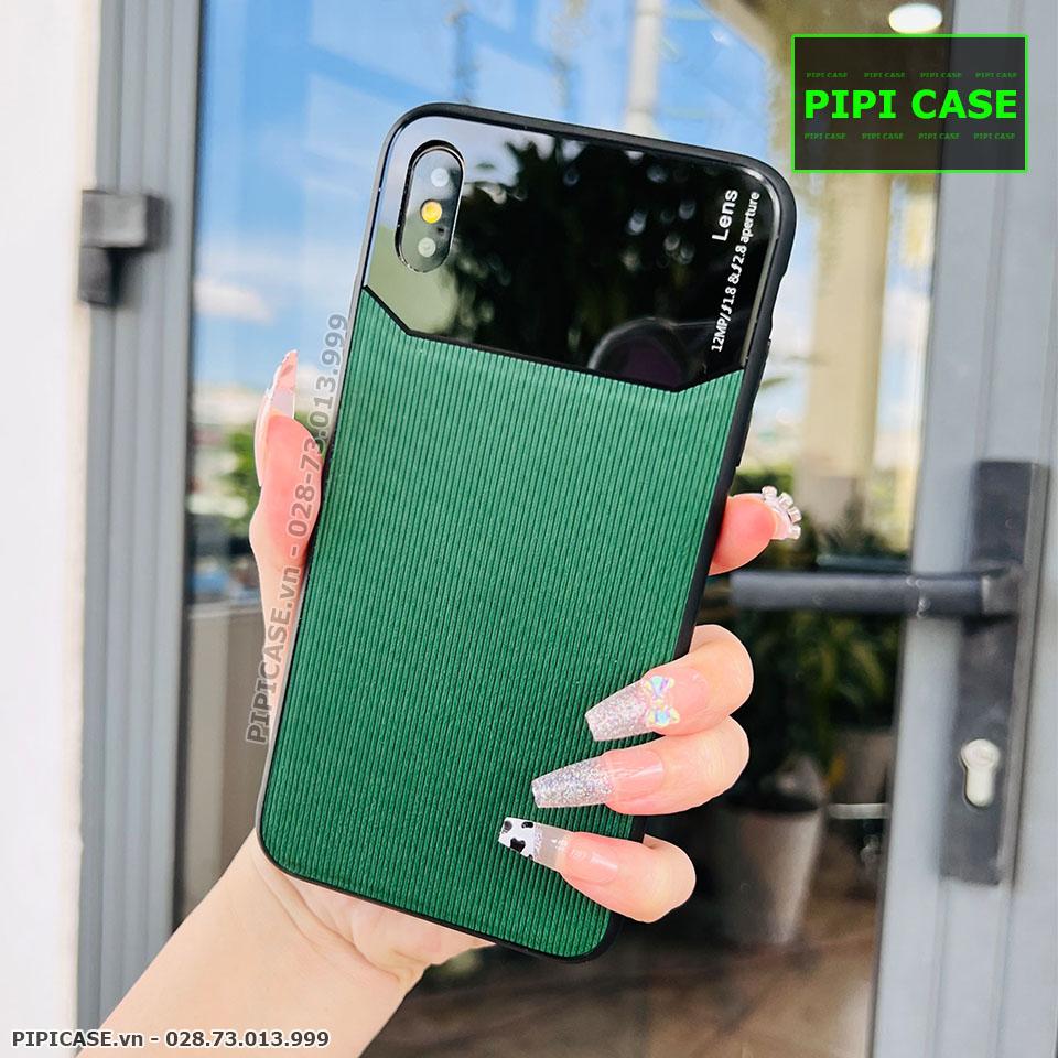 Ốp Lưng iPhone X / XS - Lens Sọc - Xanh Rêu