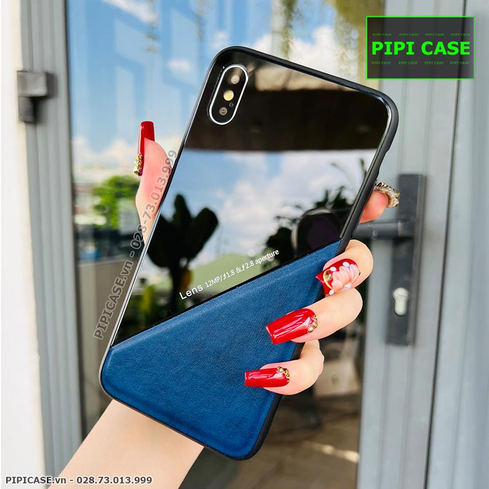 Ốp Lưng iPhone X / XS - Lens Da - Xanh Dương