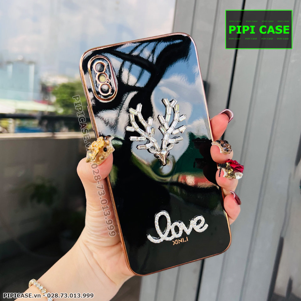 Ốp Lưng iPhone X / XS - Deer Love - Đen