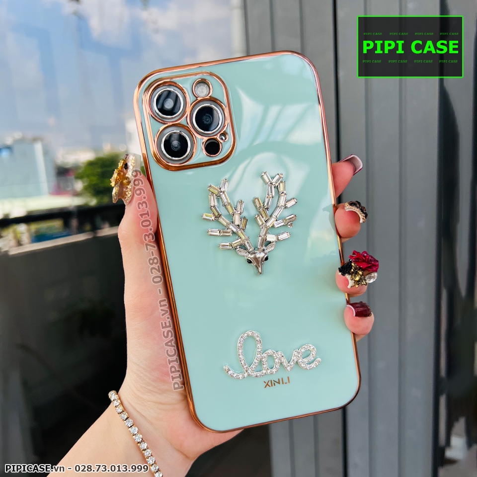 Ốp Lưng iPhone 12 Pro Max - Deer Love - Xanh Mint