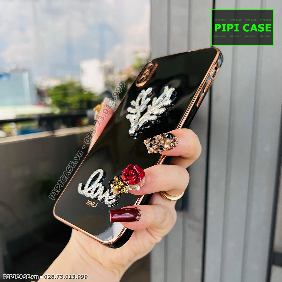 Ốp Lưng iPhone X / XS - Deer Love - Đen