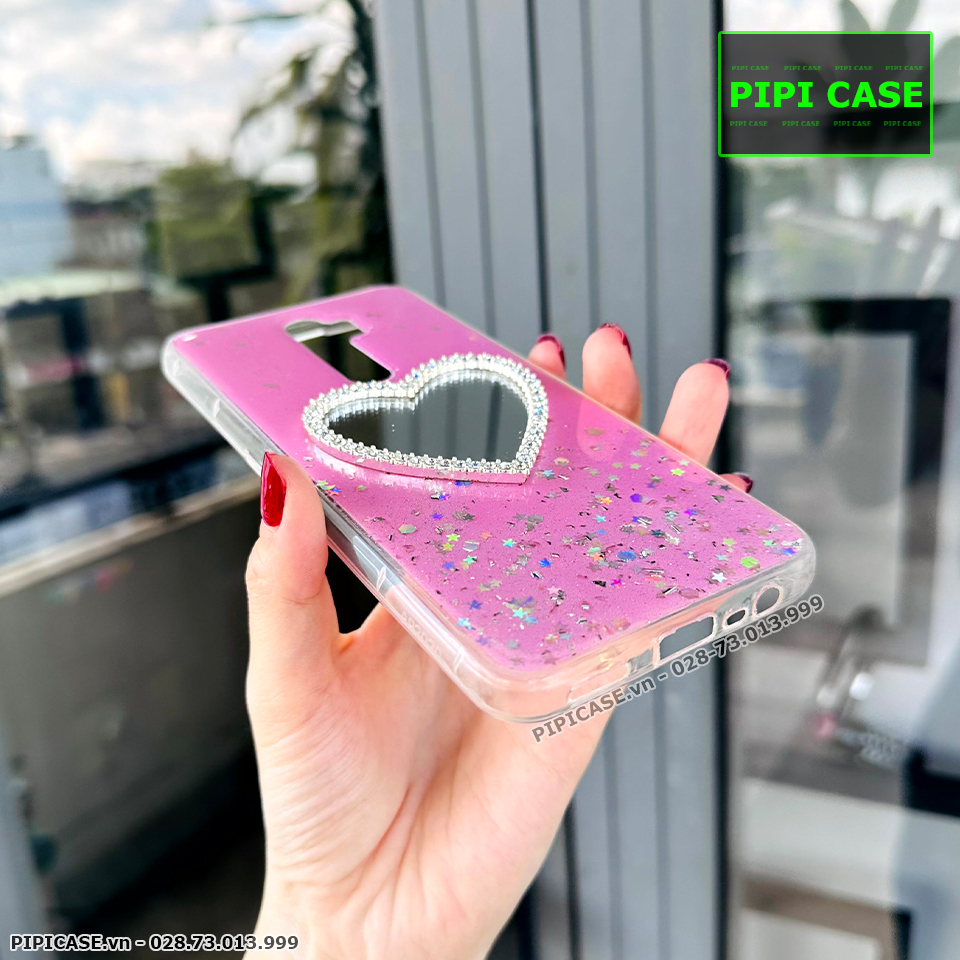 Ốp Lưng Oppo A5 2020 / A9 2020 - Gương Tim - Hồng