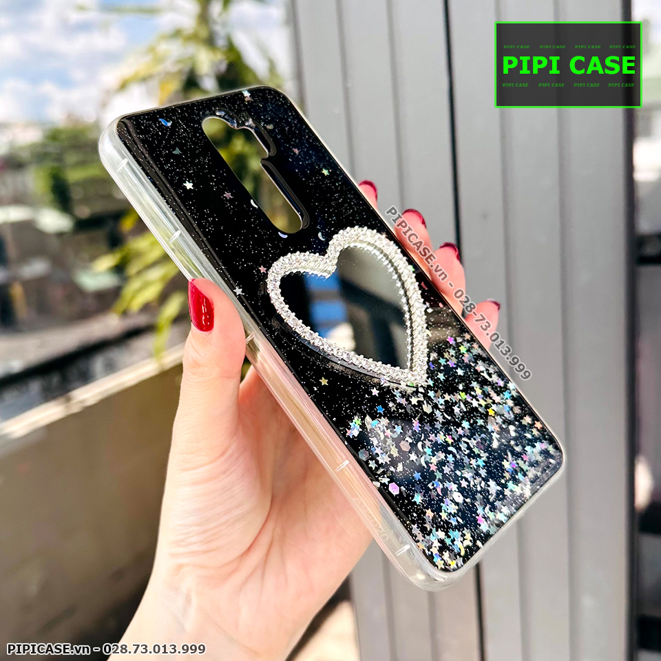 Ốp Lưng Oppo A5 2020 / A9 2020 - Gương Tim - Đen