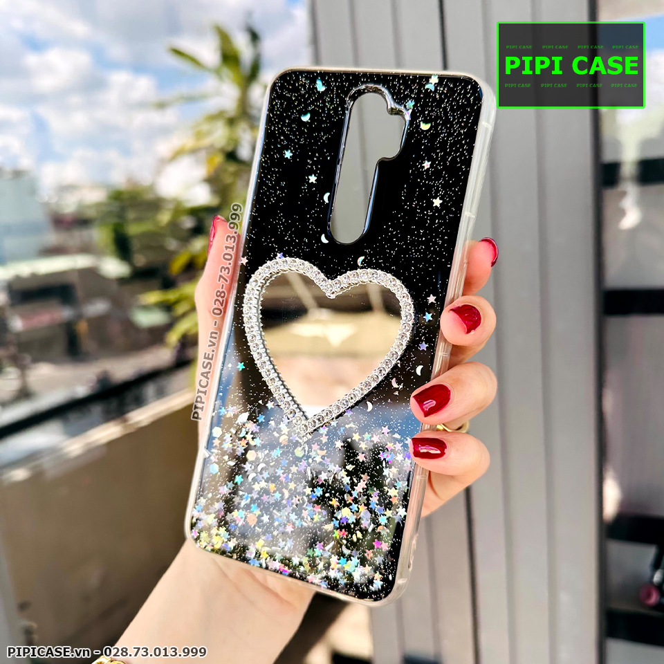Ốp Lưng Oppo A5 2020 / A9 2020 - Gương Tim - Đen