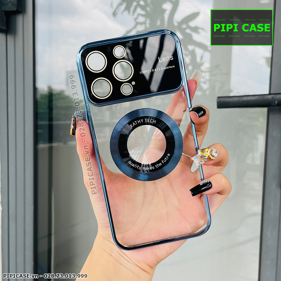 Ốp Lưng iPhone 14 Pro Max - Lens Luxury - Xanh Dương