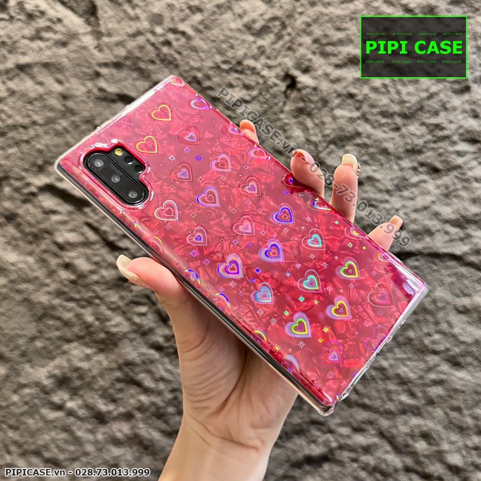 Ốp Lưng Samsung Note 10 Plus - Vân Tim - Đỏ