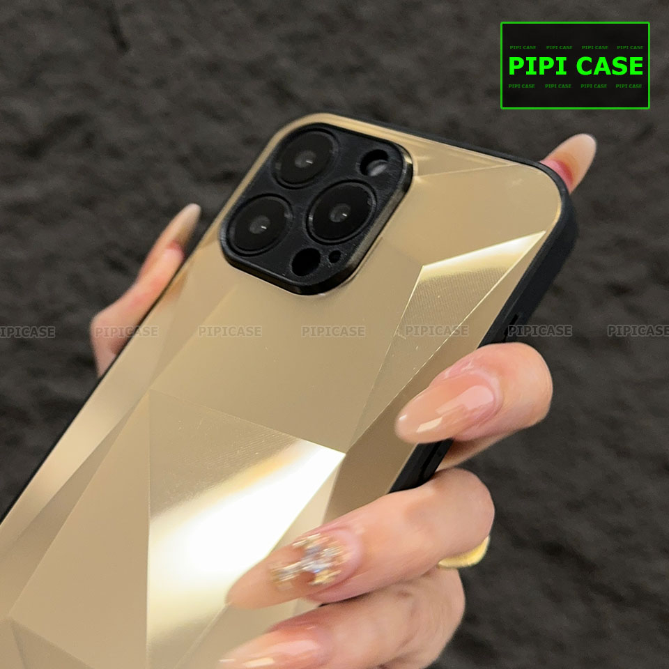 Ốp Lưng iPhone 14 Pro Max - Kim Cương 6D - Vàng