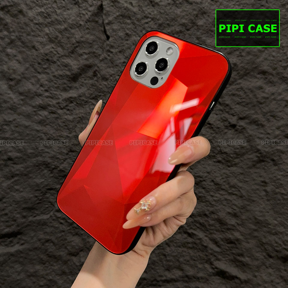 Ốp Lưng iPhone 12 Pro Max - Kim Cương 6D - Đỏ