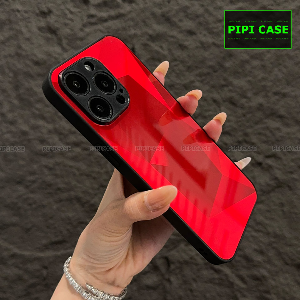 Ốp Lưng iPhone 14 Pro Max - Kim Cương 6D - Đỏ