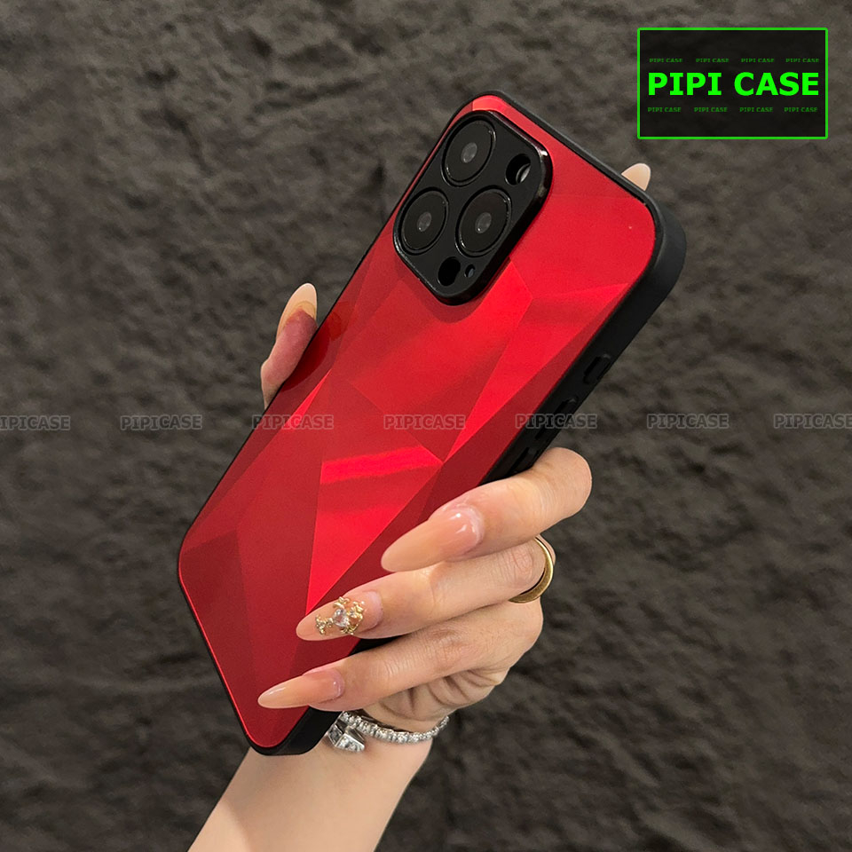 Ốp Lưng iPhone 14 Pro Max - Kim Cương 6D - Đỏ