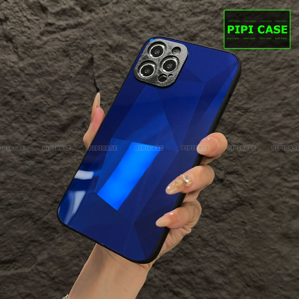 Ốp Lưng iPhone 12 Pro Max - Kim Cương 6D - Xanh