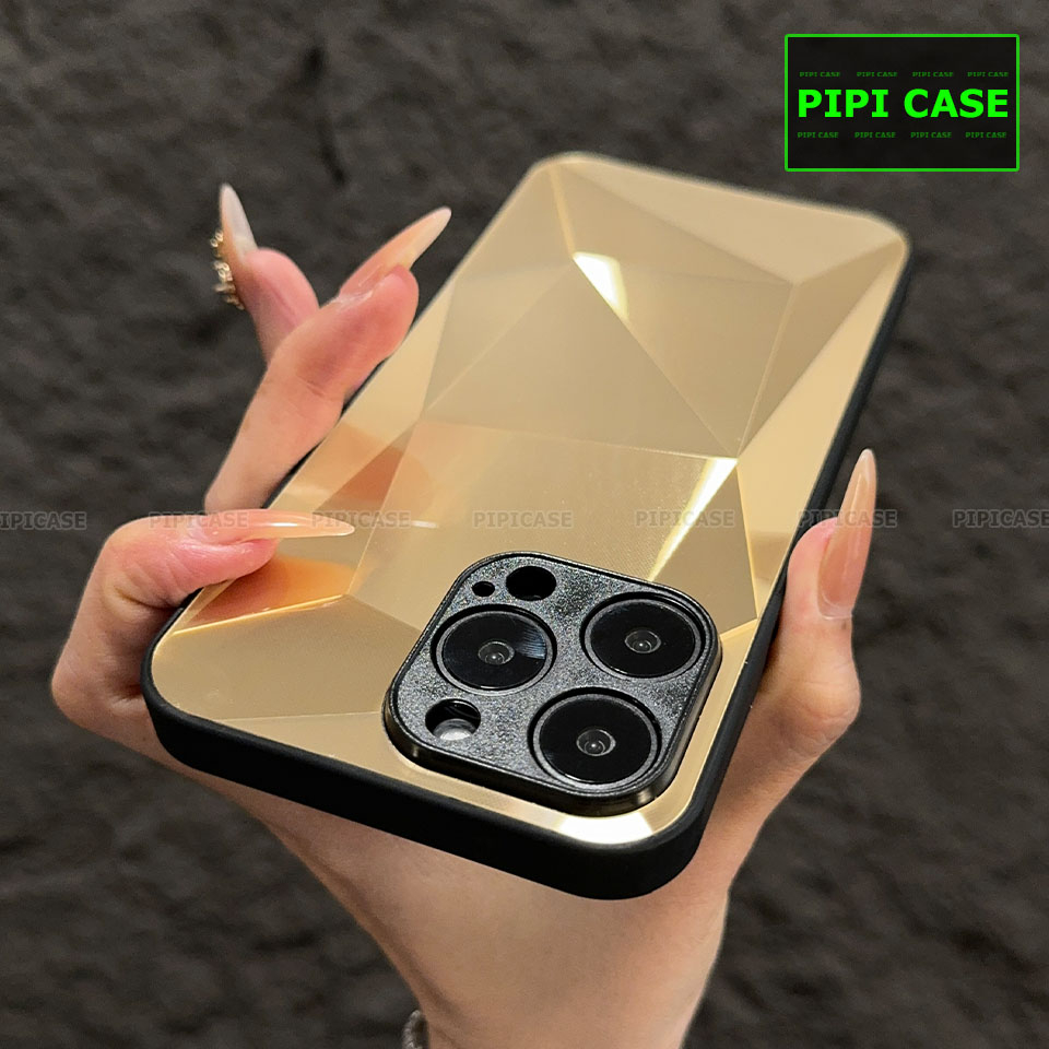 Ốp Lưng iPhone 14 Pro Max - Kim Cương 6D - Vàng
