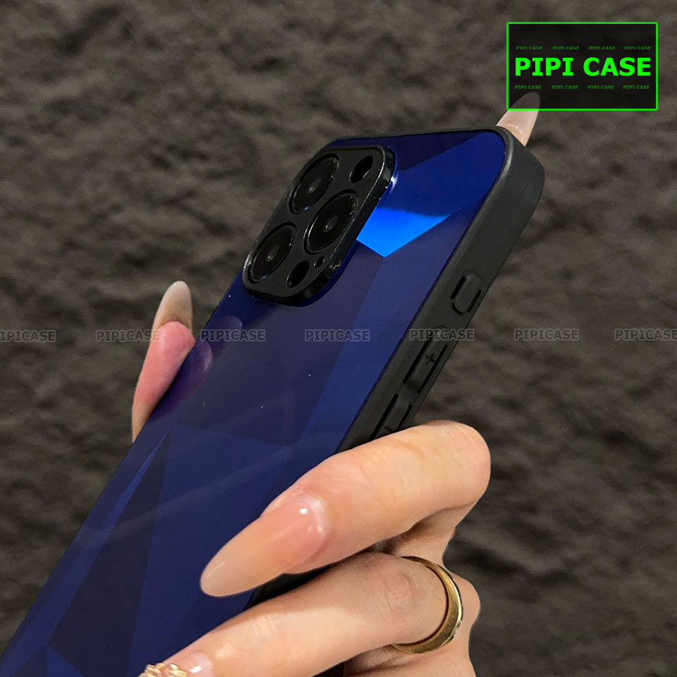 Ốp Lưng iPhone 15 Pro Max - Kim Cương 6D - Xanh