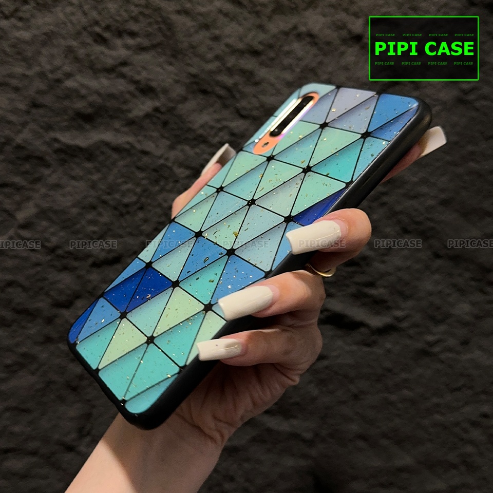 Ốp Lưng Samsung A70 - Tam giác - Xanh Dương