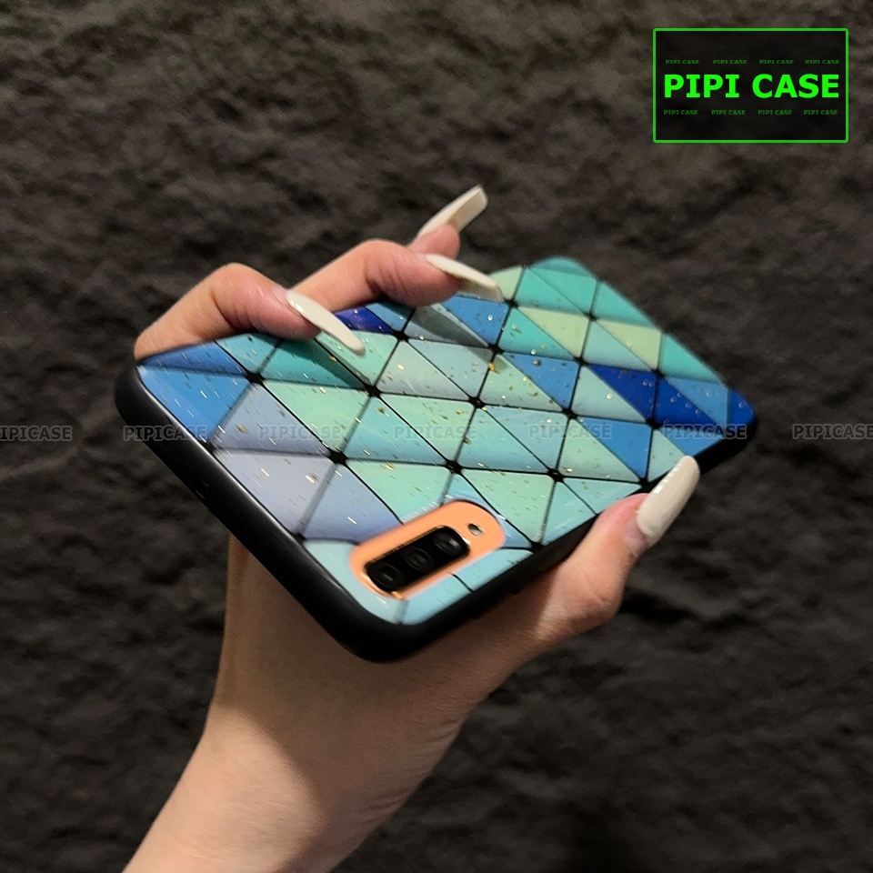 Ốp Lưng Samsung A70 - Tam giác - Xanh Dương