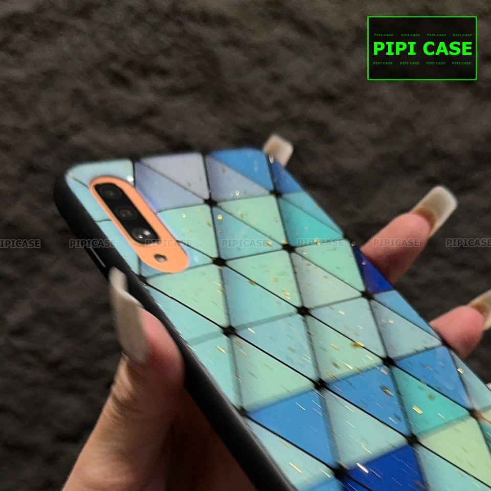 Ốp Lưng Samsung A70 - Tam giác - Xanh Dương