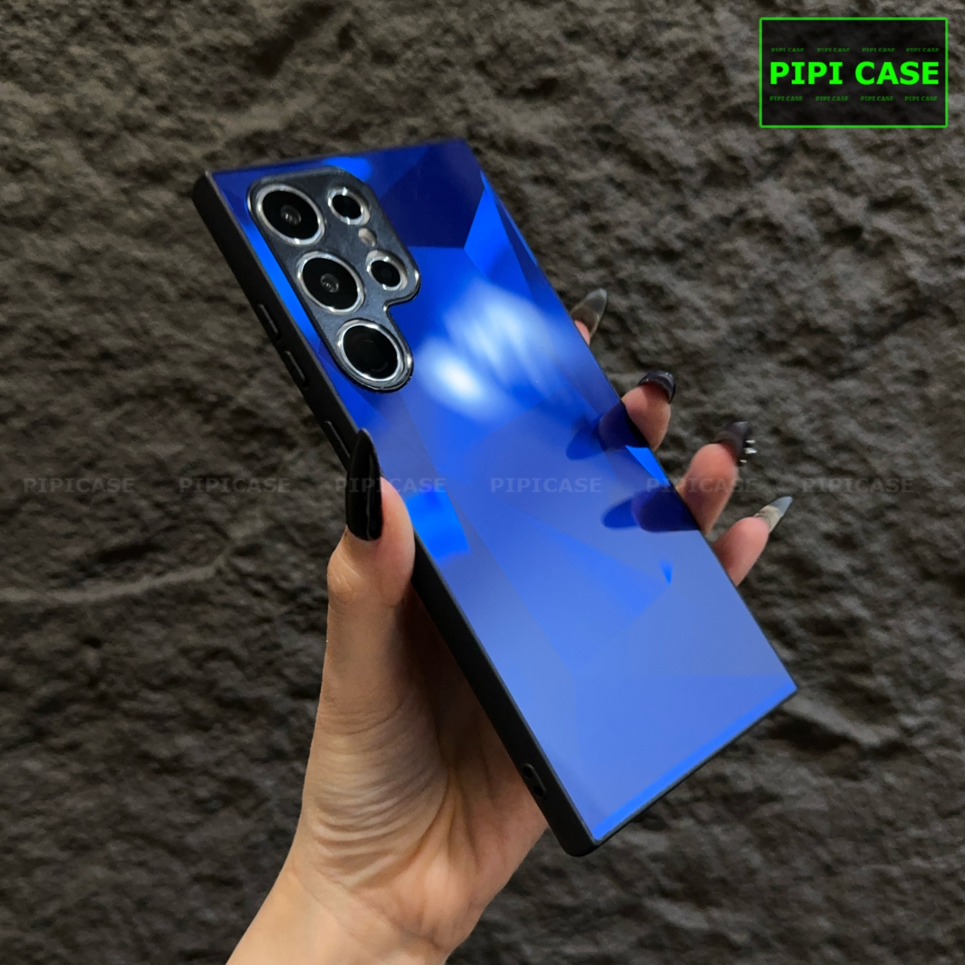 Ốp Lưng Samsung S24 Ultra 5G - Kim Cương 6D - Xanh Dương