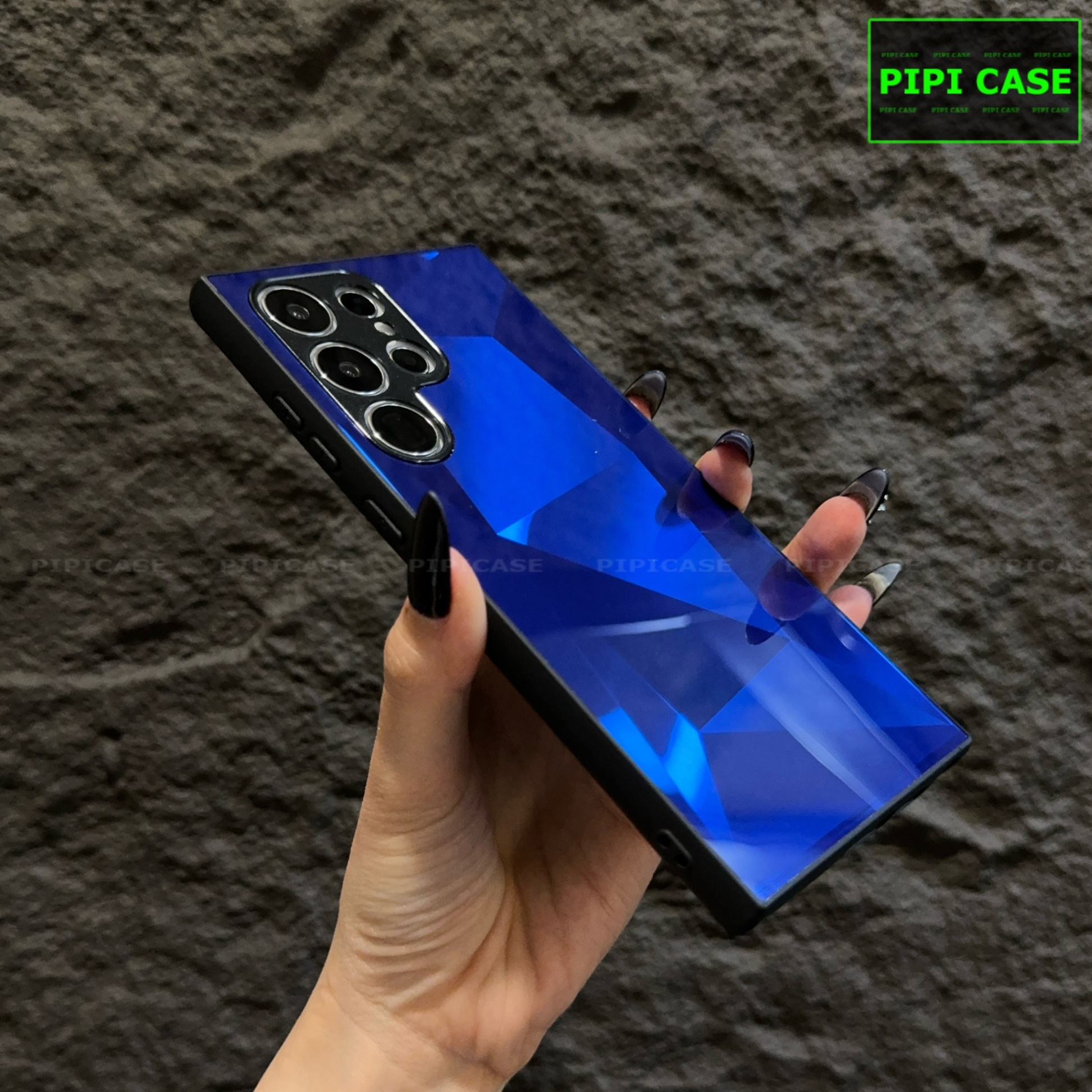 Ốp Lưng Samsung S24 Ultra 5G - Kim Cương 6D - Xanh Dương