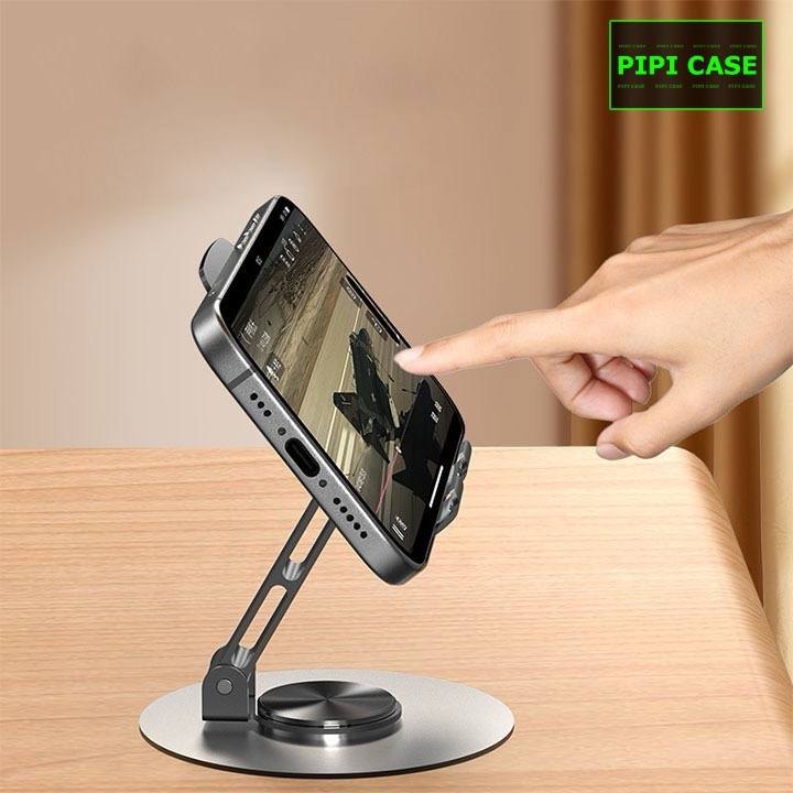 Chân giá đỡ điện thoại bằng nhôm xoay 360* - Đen