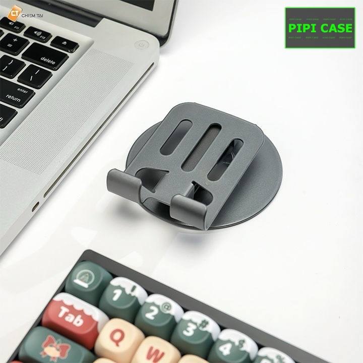 Chân giá đỡ điện thoại bằng nhôm xoay 360* - Đen