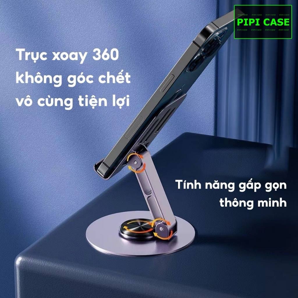 Chân giá đỡ điện thoại bằng nhôm xoay 360* - Đen