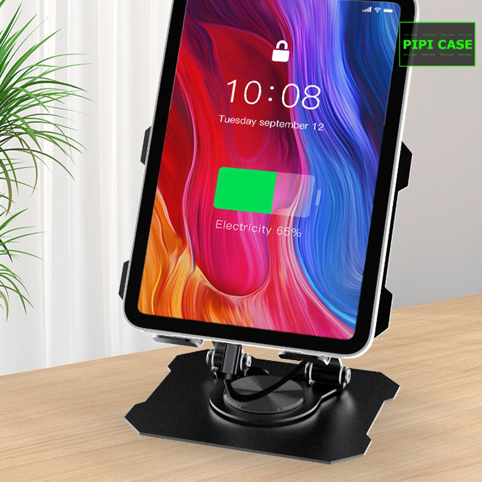 Chân giá đỡ iPad bằng nhôm xoay 360* - Đen