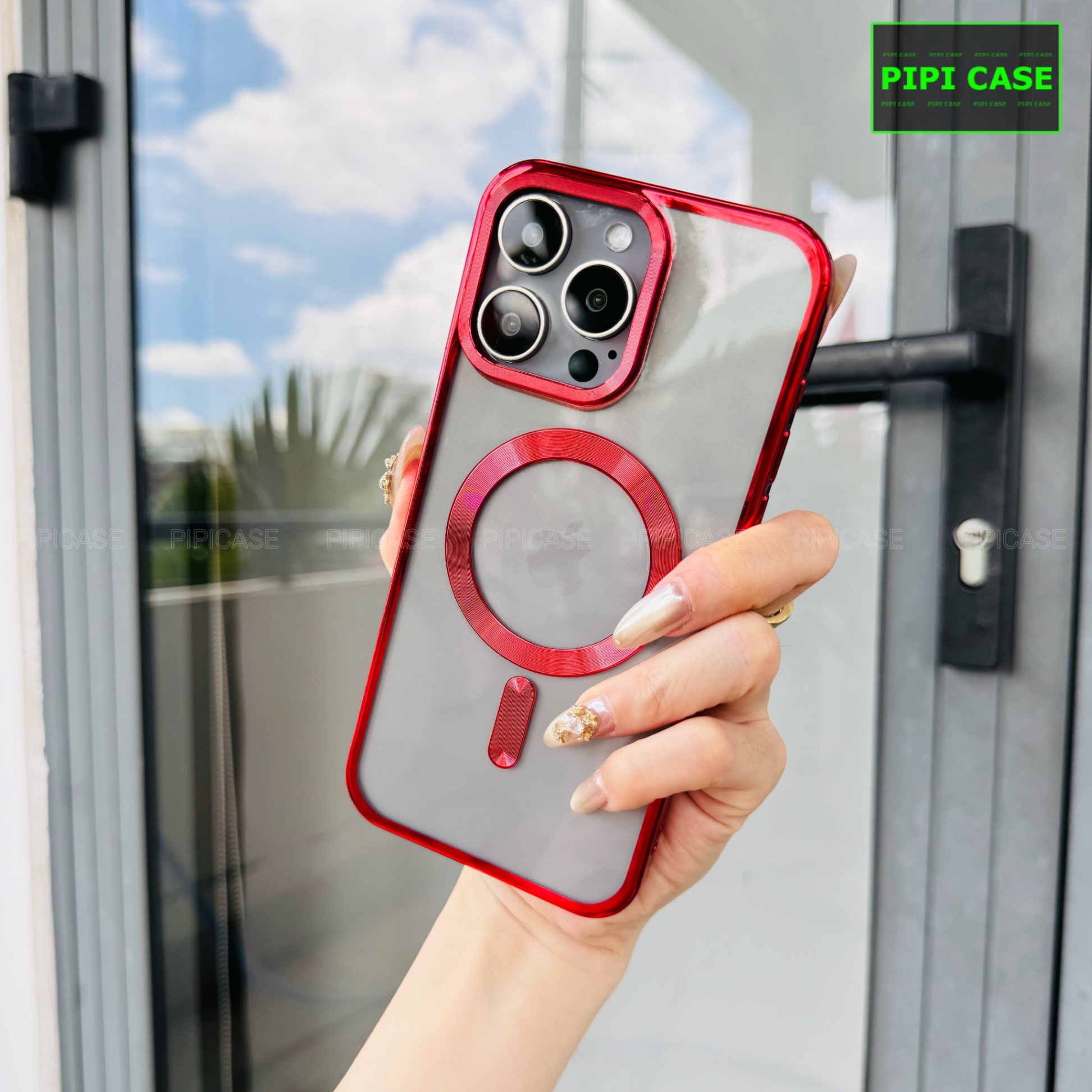 Ốp Lưng iPhone 15 Pro Max - Ticker - Đỏ