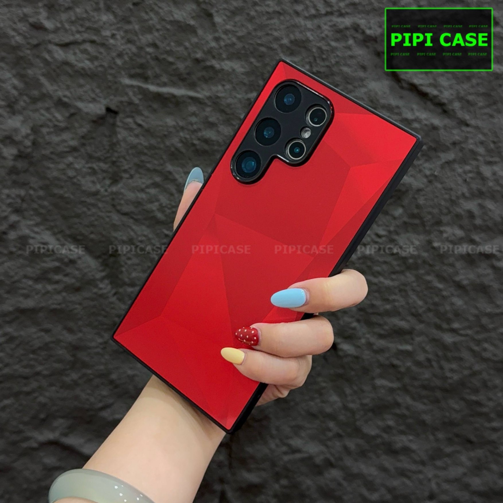 Ốp Lưng Samsung S24 Ultra 5G - Kim Cương 6D - Đỏ