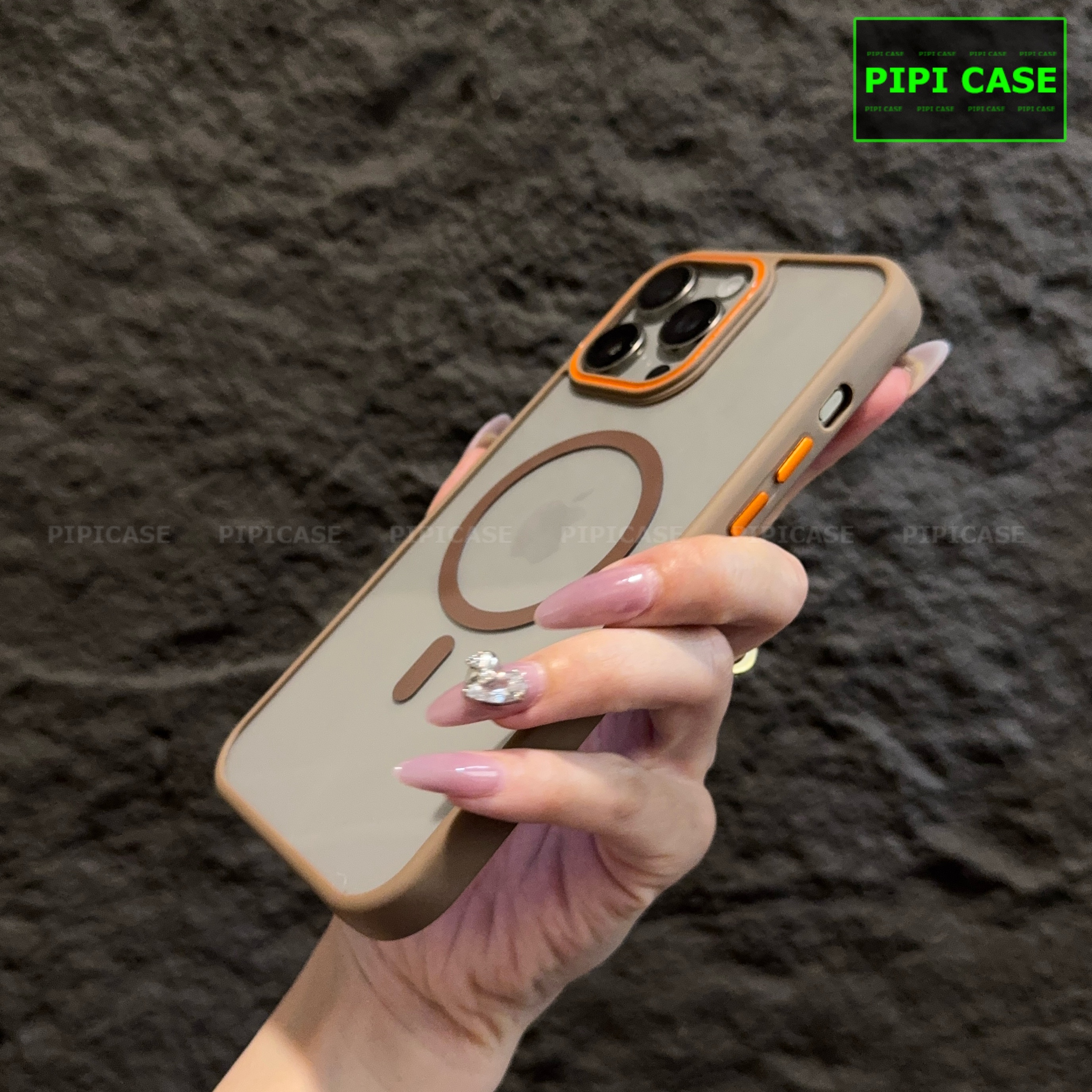 Ốp Lưng iPhone 15 Pro - KM Color - Nâu