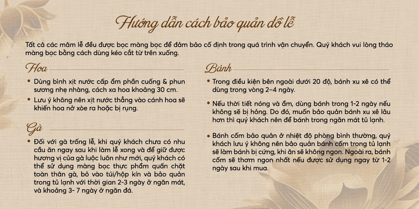 Hướng dẫn bảo quàn đồ lễn - AN Đồ Lễ