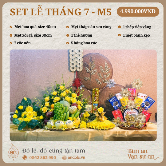 Mâm Cúng Rằm Tháng 7 Mẫu 5 – Đầy Đủ, Trang Trọng Và Chu Đáo.