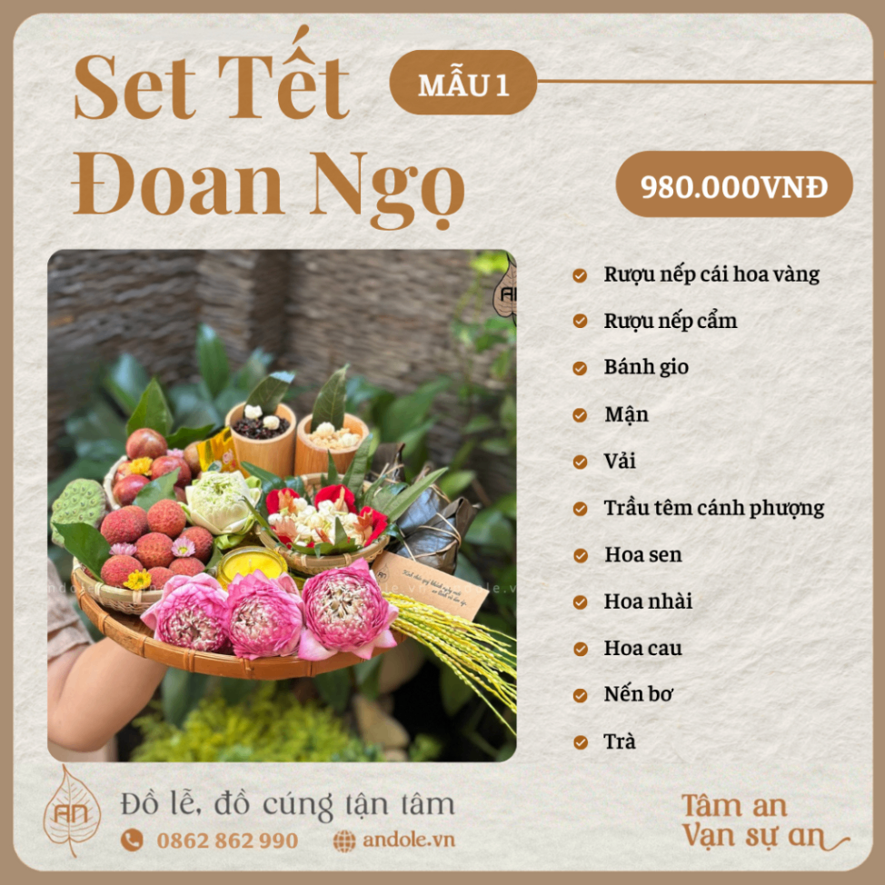 Set Tết Đoan Ngọ Mẫu 1 – Mâm Lễ Truyền Thống Đủ Đầy và Ý Nghĩa.