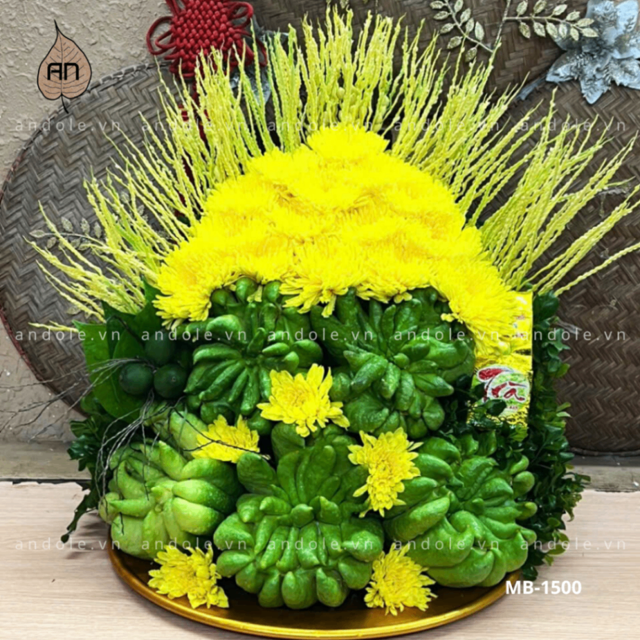 Mẹt 5 Phật Thủ – Mẫu 8 | Cúc Vàng – Lễ Phẩm Tâm Linh Chuẩn Phong Thủy