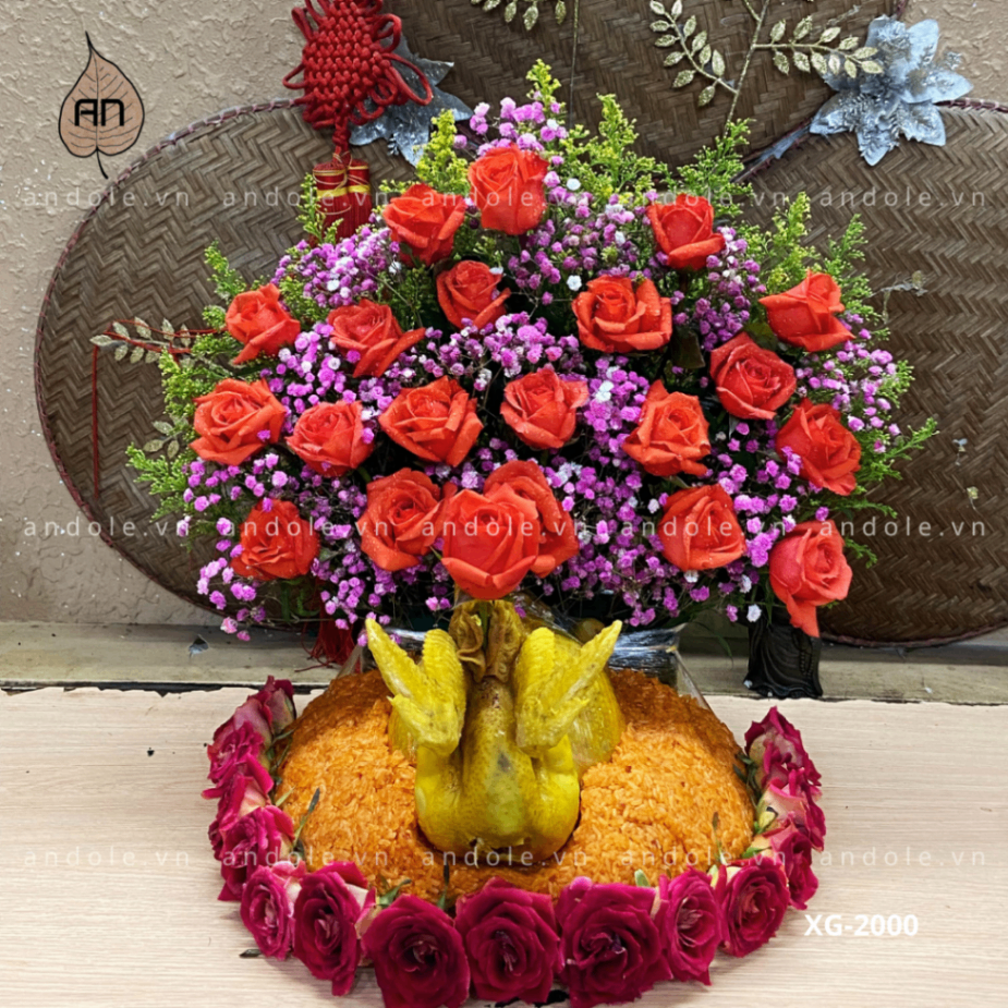 Lễ Cúng Xôi Gà Hoa Hồng Đỏ – Trang Trọng & Tâm Linh